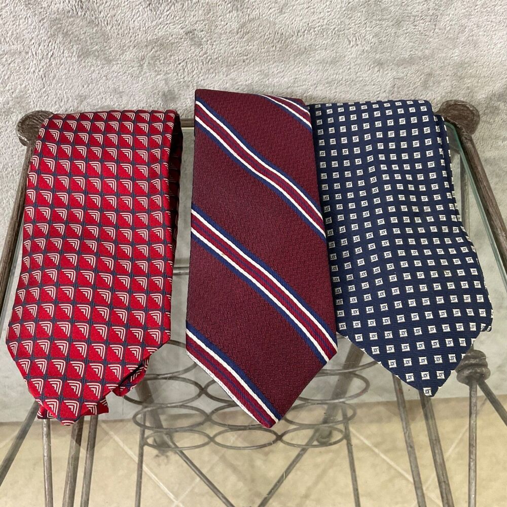 Lot Of 3 Brooks Brothers Makers 346 Ties Silk Striped Foulard 2- USA / England
